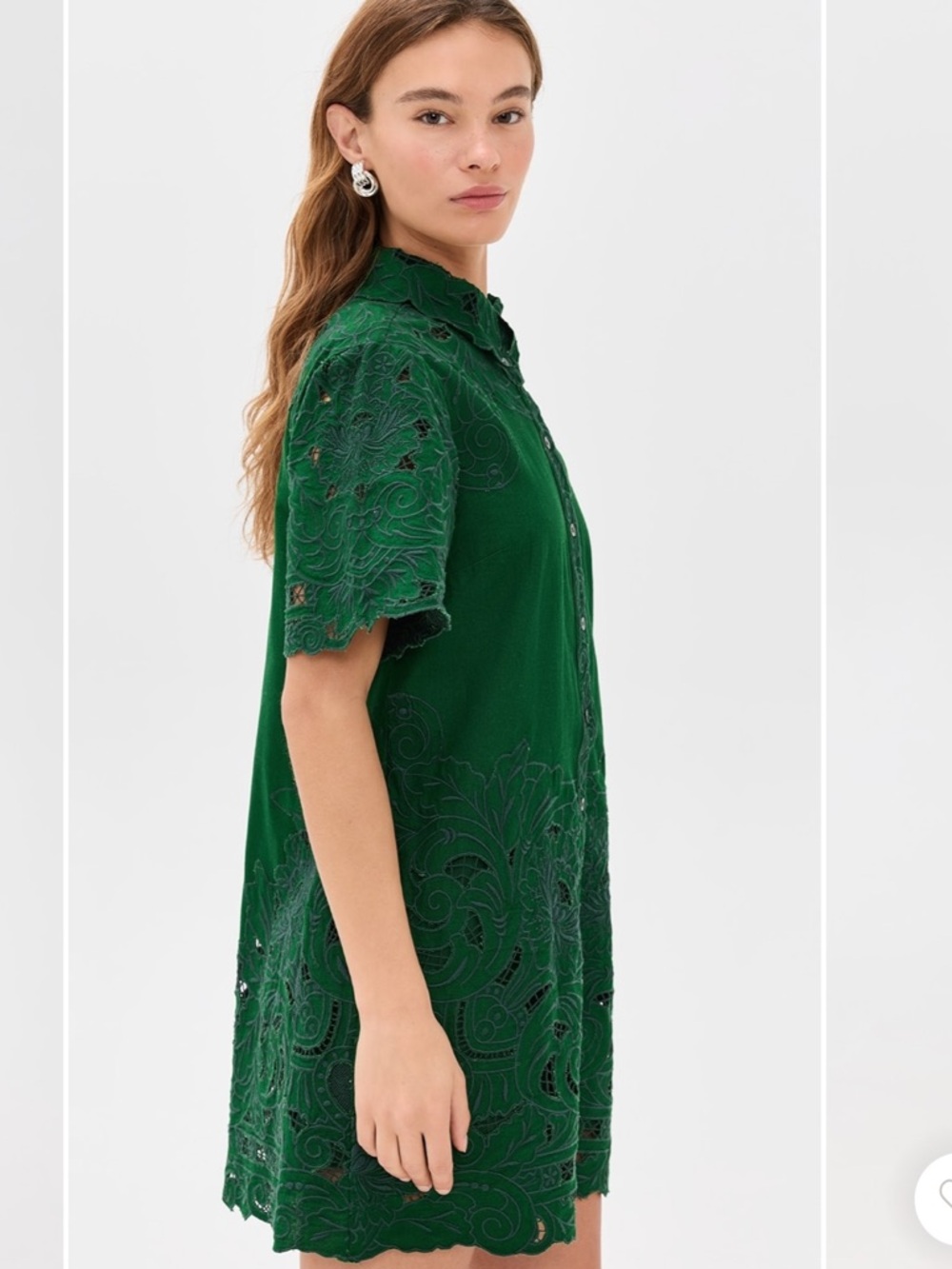 Sea New York Ceci Embroidery Shirt Dress in Green - Picture 6 of 7